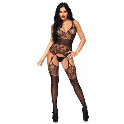 Bodystocking čipkasti crni LEGAV07695