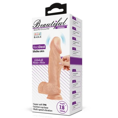 Penis vibro dildo 19cm sa rastegljivom kožicom DEBRA01577