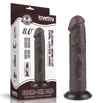 Realistični crni dildo sa pomerivom kožicom 21cm LVTOY00744