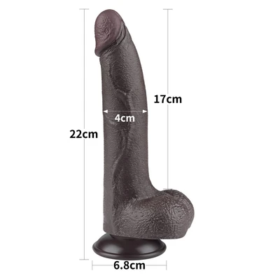 Realistični crni dildo sa pomerivom kožicom 22cm LVTOY00746