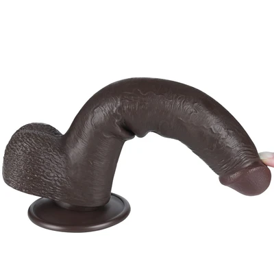 Realistični crni dildo sa pomerivom kožicom 23cm LVTOY00748