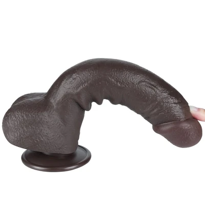 Realistični crni dildo sa pomerivom kožicom 24cm LVTOY00749