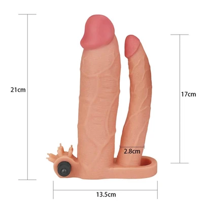 Vibrirajuća penis navlaka za duplu penetraciju LVTOY00411